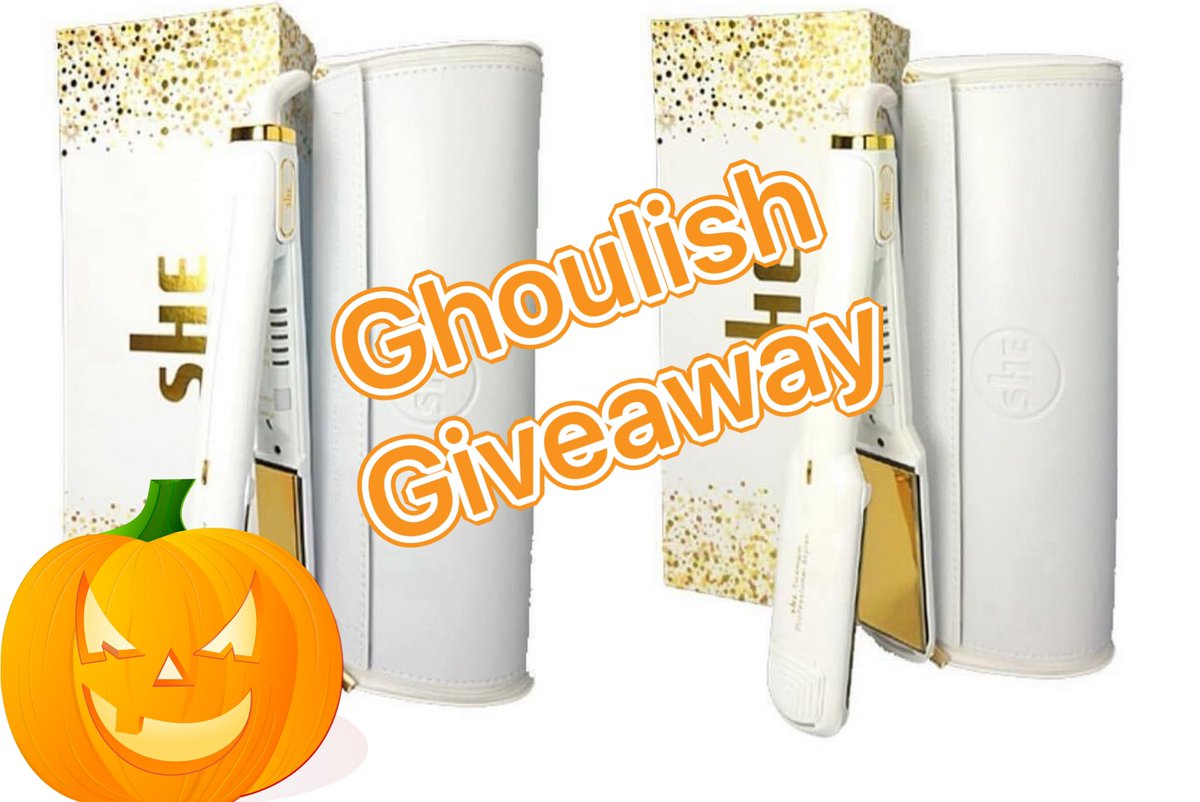 SheHairUK's tweet photo. #Ghoulish #Giveaway We’re giving away 1 ICE WHITE TITANIUM ORIGINAL STYLER &amp; 1 ICE WHITE TITANIUM WIDE STYLER. 2 Lucky Winners will be selected at random. 
Follow,RT &amp; Like for a chance to win! #Competition closes 6pm 27/10/24 #SheHairUK UK Only 🎃 https://t.co/Pt5kMSHYA9