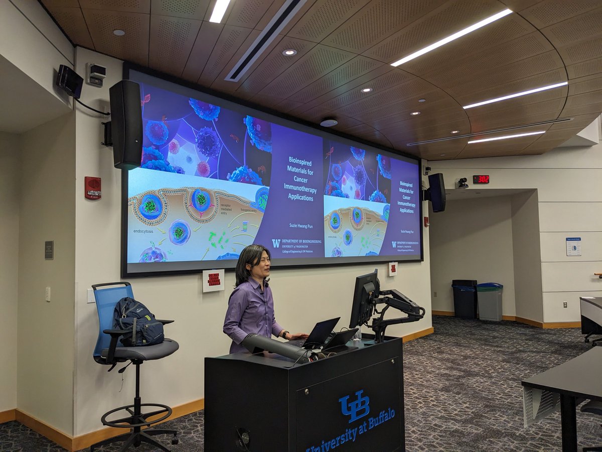 sima_lao's tweet image. A-P-T-A-M-E-R!! It was really a pleasure to have Dr Suzie Pun @SuziePun @UWBioE visiting us @UBuffalo #SPPS last Thursday as our #PharmSci seminar speaker. As a big fan of Dr Pun&apos;s research, super excited that we were able to make this happen! 😍