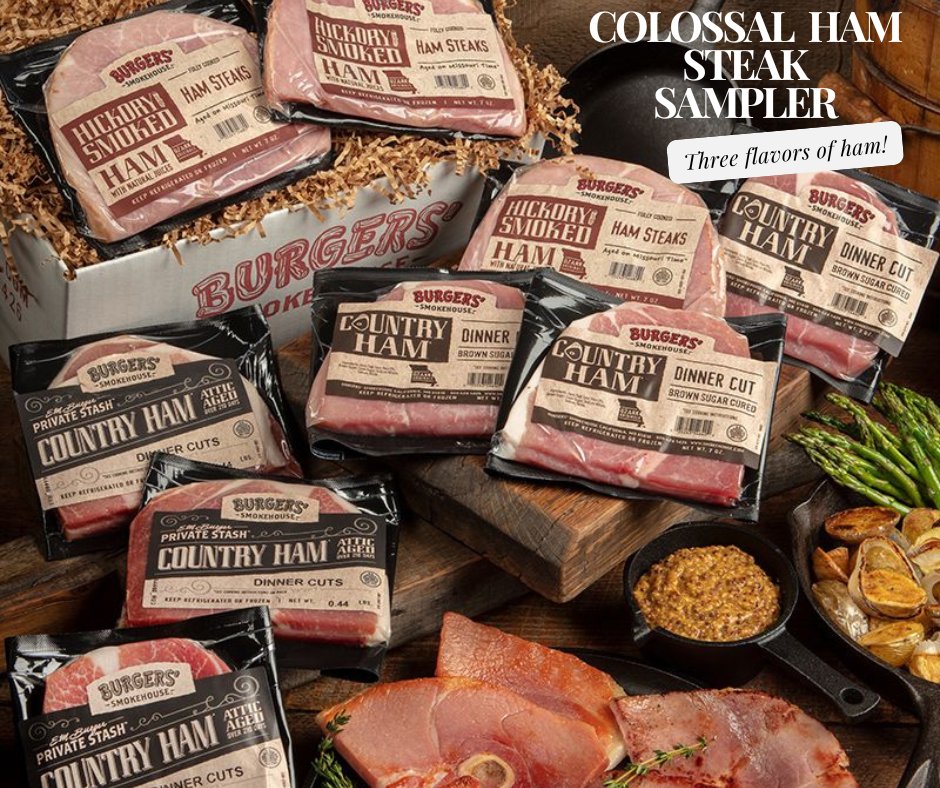 smokehousemeats's tweet image. Our ham cut is just the right size for a fried ham sandwich.  Also a great size for your breakfast meat. Now you can have all three of our hams in this 3.5 oz. portion size.
smokehouse.cc/3c5FskL
#BurgersSmokehouse
#HamSteaks
#SmokehouseMeats