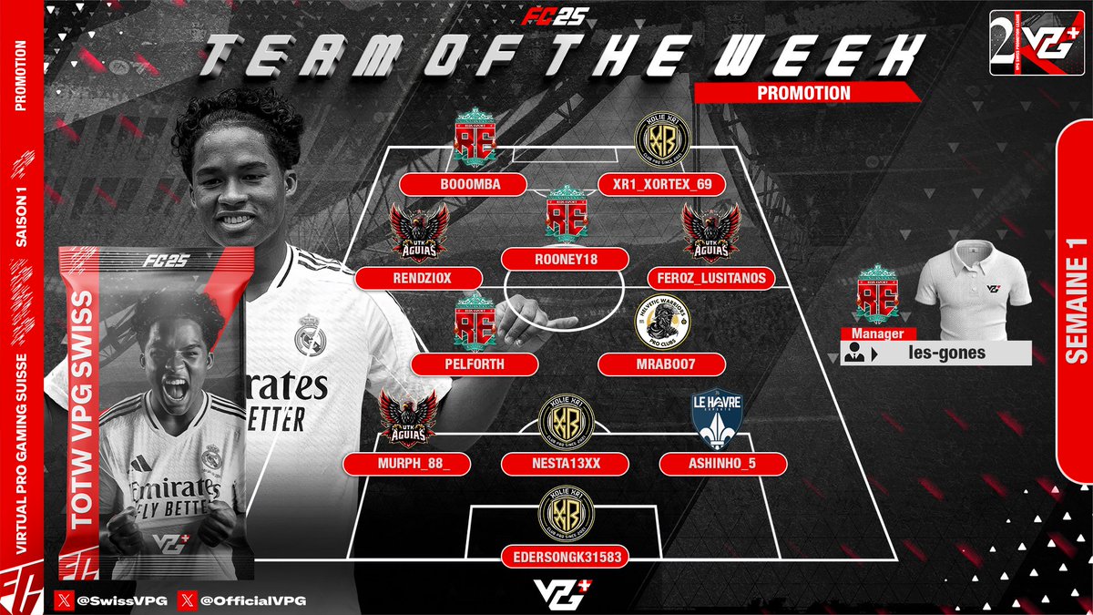 Découvrez les TOTW de la semaine 1 de nos 3 ligues VPG Suisse ! 💪🇨🇭#VPGSuisse #totw