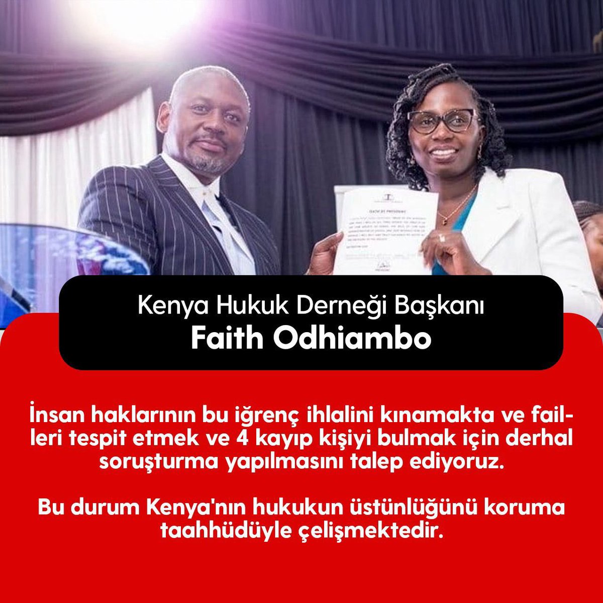 TutsakBebekler's tweet photo. Kenya’da Cuma sabah saatlerinde kaçırılan, Birleşmiş Milletler pasaportu bulunan   
   -Mustafa Genç
   -Hüseyin Yeşilsu
    -Öztürk Uzun
    -Alparslan Taşçı hakkında Uluslararası Af Örgütü:
“Bu olay hem Kenya hem de uluslararası mülteci hukukunun ihlali anlamına geliyor”
@KithureKindiki
KaçırılanTürkler Bulunsun
#EmergencyKenya