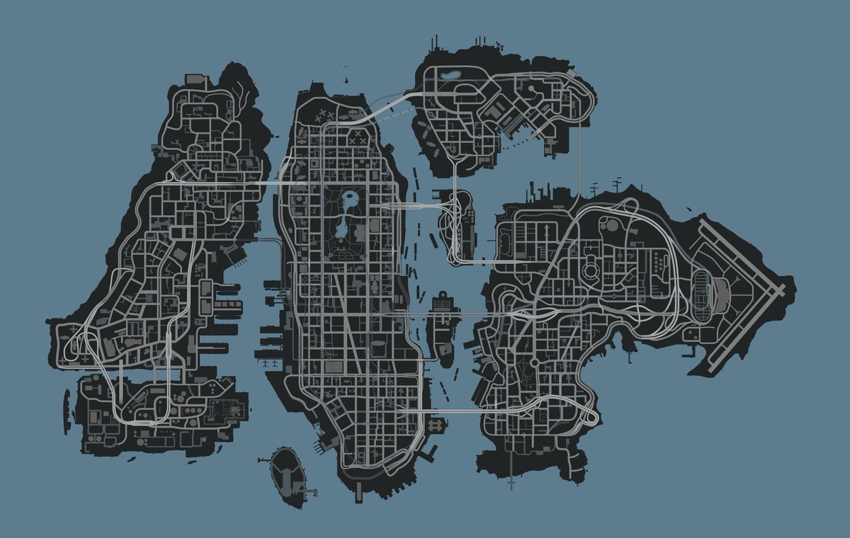 JonathanTC10's tweet photo. @ObbeVermeij  Still surprising that the 2D era of #GTA had the islands of Liberty City pointing in an angle just like New York City whereas the later renditions of Liberty City didn't do that, are you able to explain it Obbe at least for #GTA4 ? https://t.co/4lvvsg8RnW
