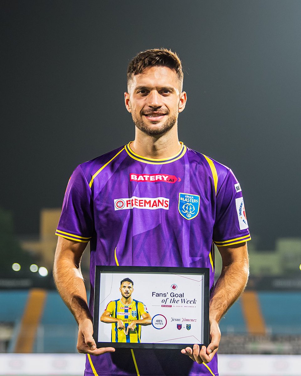 IndSuperLeague's tweet photo. A STUNNER against #OdishaFC earns @J10Jimenez the #FGOTW for Matchweek 4️⃣ 🚀

#OFCKBFC #ISL #LetsFootball #KeralaBlasters #JesusJimenez | @Sports18 @JioCinema @KeralaBlasters https://t.co/cWyECytYfz