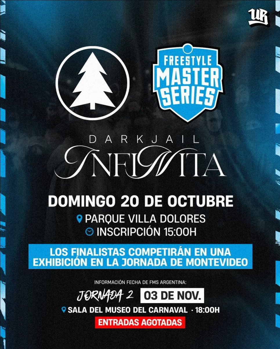 Hoy, a partir de las 15:00 nos vemos en el Parque Villa Dolores para festejar 8 años de Dark Jail. 🌲🏛

Entre todos los regalos que tenemos para ustedes les anunciamos que los finalistas de la fecha tienen una exhibición en la jornada 2 de <a href="/fms_argentina/">FMS Argentina 🇦🇷</a>, en Sala del Museo. 🇺🇾🇦🇷