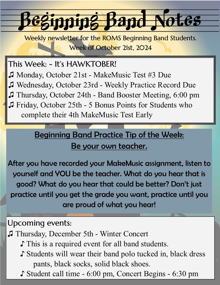 RedOakMSBand's tweet photo. See below for this week's newsletters. Hope to see you Thursday at 6:00 pm for our next Band Booster Meeting. https://t.co/HrvNSKKdle
