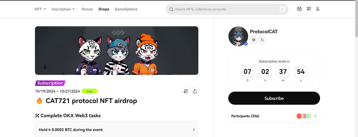 #CAT721 NFTs is Here 

To get whitelisted (WL) for CATIZEN, please follow these steps:

-Follow @catizen_CAT721.
-Like and repost this tweet.
-Drop your #Fractal_BTC wallet address in the comments below.👇
- t.me/CAT721_NFTs Join Teelegram

27 October🤐🤐