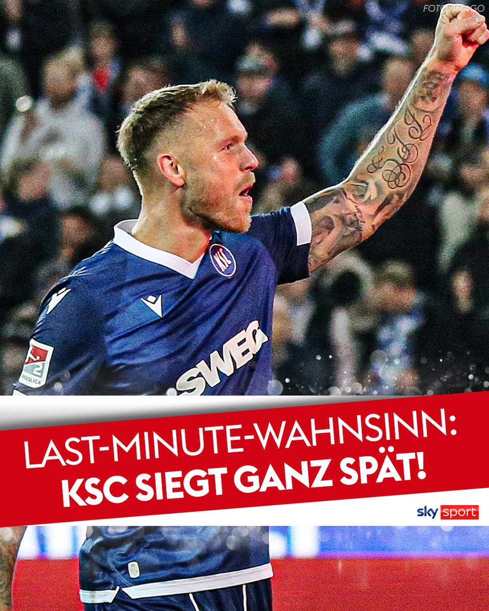 SkySportDE's tweet photo. IST DAS KRASS! Lange sieht es nach einem Remis aus, dann aber der Lucky Punch in der letzten Minute. Ganz bitter für die Spatzen!⚽😱
#SkyBundesliga2 #ULMKSC https://t.co/APhfQ59RvI