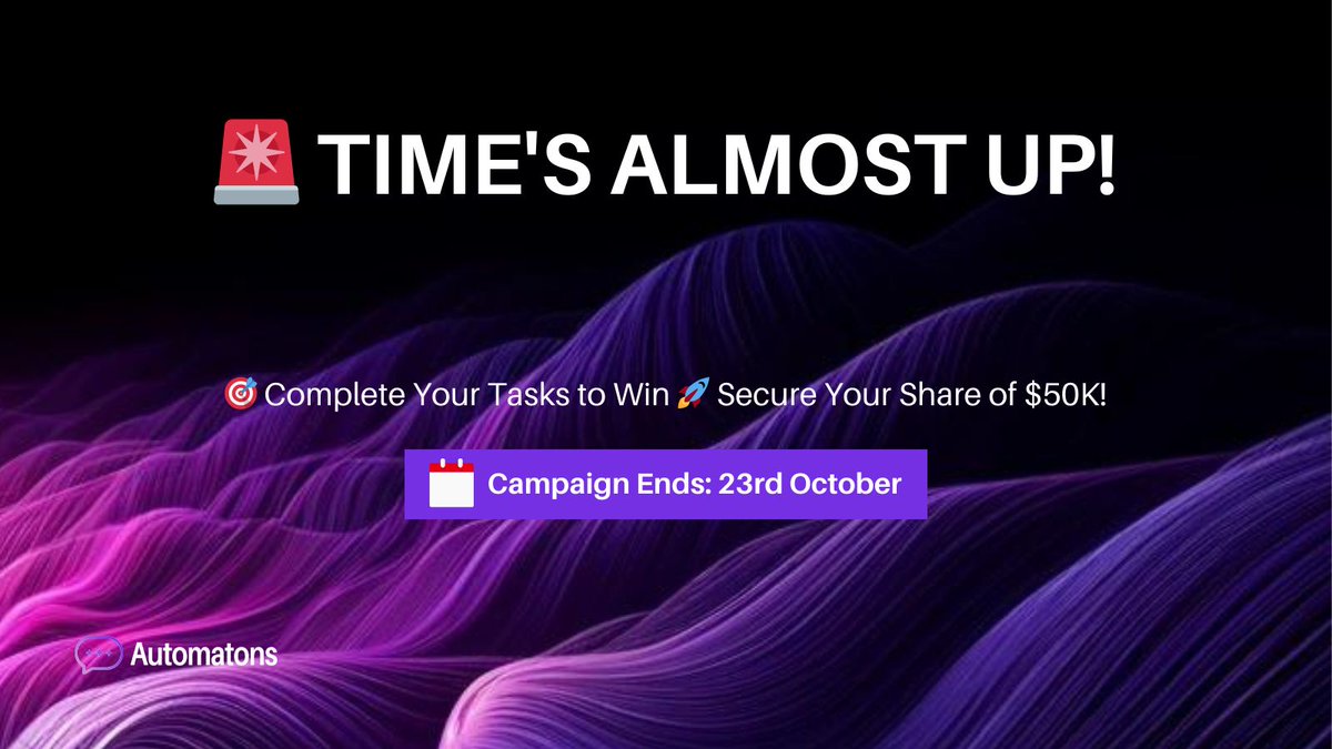 ⏰ Final call to join the $AUTOAI Zealy Campaign!
📋 Complete those last tasks and climb the leaderboard.
🏆 Secure your share of the $50,000 prize pool.
📅 Campaign ends on 23rd October.

#Zealy #AutoAI #CryptoCommunity #Airdrop