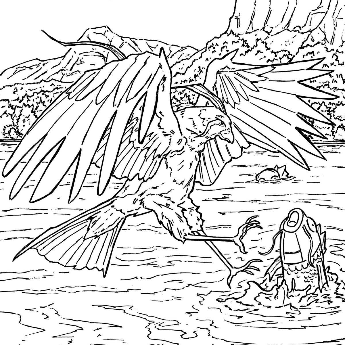"The other Magikarp watched in horror as the looming Pidgeot descended upon its prey."

More Pokémon shenanigans on the drawing board, because these have been way too much fun.