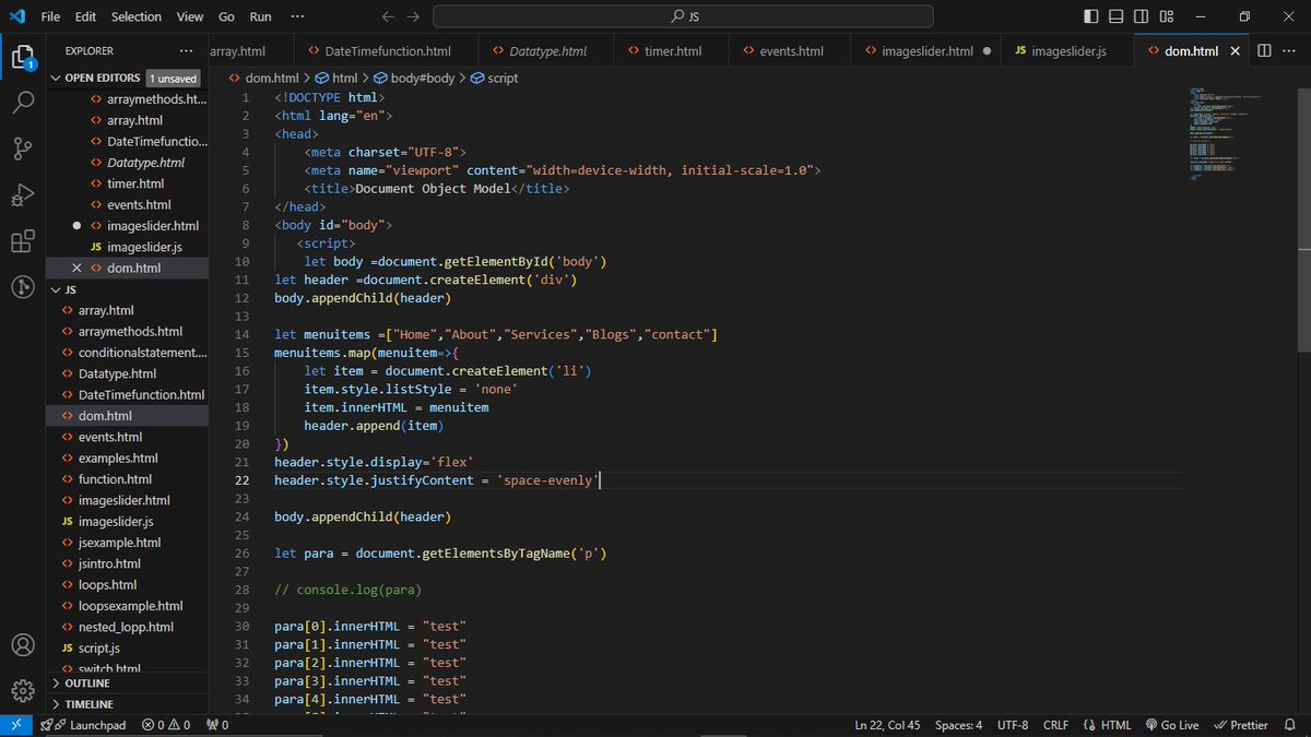 #LUD18
Today I learned about the DOM in JS. It represents a web pages structure as a tree of objects, enabling JavaScript to dynamically manipulate HTML elements, attributes and content, enhancing interactivity and functionality.#LearningUtsav #FestivalOfLearning <a href="/learning_utsav/">Learning Utsav</a>