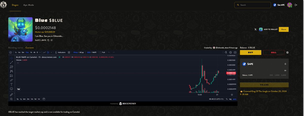 Meta8Mate's tweet photo. 今天 $Ape 受APE Chain上线利好影响，直接120%涨幅，这里写一个简单的Ape Chain冲Meme使用教程，抛砖引玉，供大家参考，换个链继续赚钱~！

1. 从币安提币APE（选择ERC20网络）到自己钱包，建议选择OKX钱包，

2. 收到Ape之后，进入https://t.co/B37GXb2LeX ，右上角Connect之后选择Get Ape

3. 进入跨链桥 https://t.co/LluJhAR8kB 将Ape从ERC20网络跨到Ape Chain，等待Ape到账。

4. 到账之后回到https://t.co/B37GXb2LeX ，点击左上角Degen，随机选择下面的MEME，点进去之后，交易就行了。

如有技术问题欢迎指正。