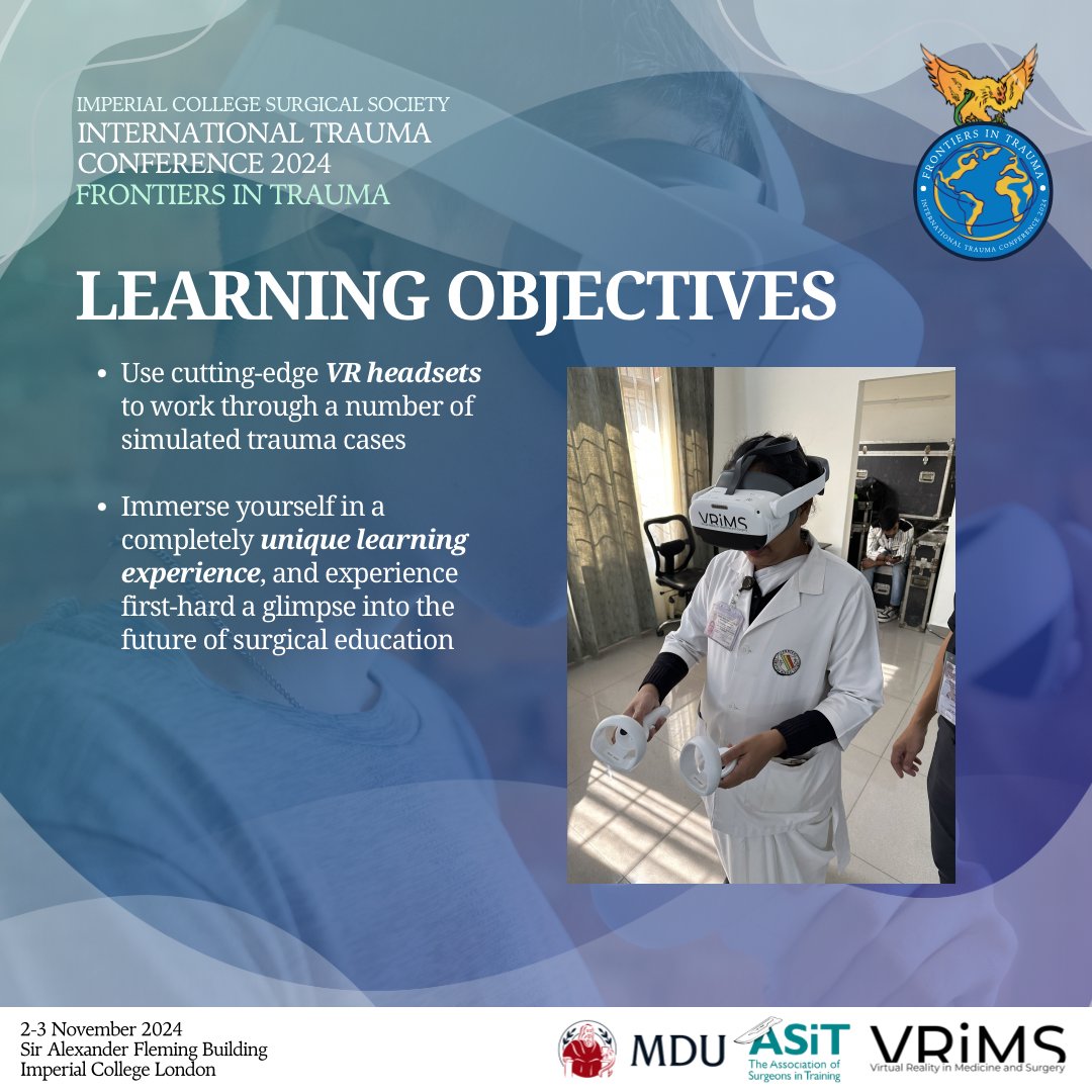 IcsmTrauma's tweet photo. 🚨VRiMS WORKSHOP REVEAL🚨
 🎫 BOOK YOUR TICKET TODAY - Europe’s Biggest Student Led Surgical Conference - https://t.co/uv3KZR0ASK 🎫  Make the most of this exciting opportunity to use cutting edge VR headsets to work through a number of simualted trauma cases. https://t.co/WwDv8F5j0B