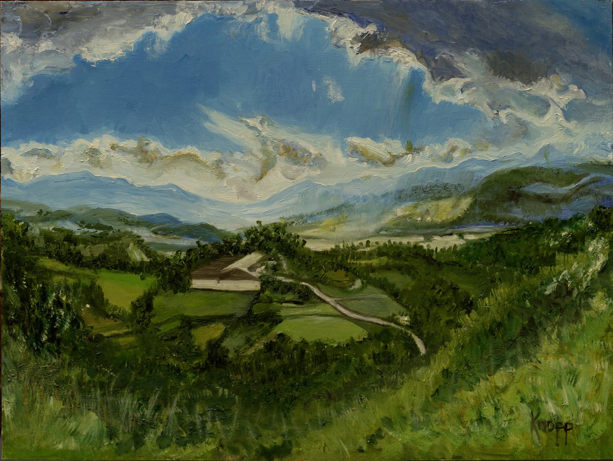 comknopp's tweet image. This is a commission I did for a client, of Nepal Overlook by the Himalayas with bright sun and clouds.  It is on my website at kathy-knopp.pixels.com..if any inquiries of something you may like contact allpawsunique@gmail.com