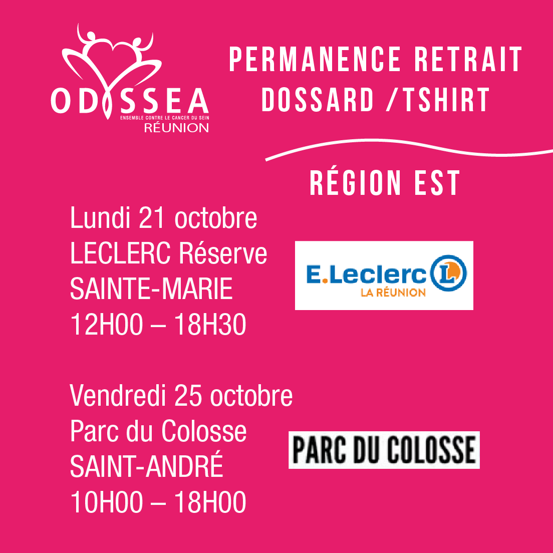 RunOdyssea's tweet photo. Retrait dossards/tee-shirts @OdysséaRéunion @runodyssea 
du 21 au 30 octobre sur toute l'île
Inscriptions possibles sur les permanences dans la limite des places dispo

⚠Aucune inscription aucun retrait dossard/teeshirt possible sur l'évènement #OdysseaRéunion https://t.co/1Iyy1UfYcz