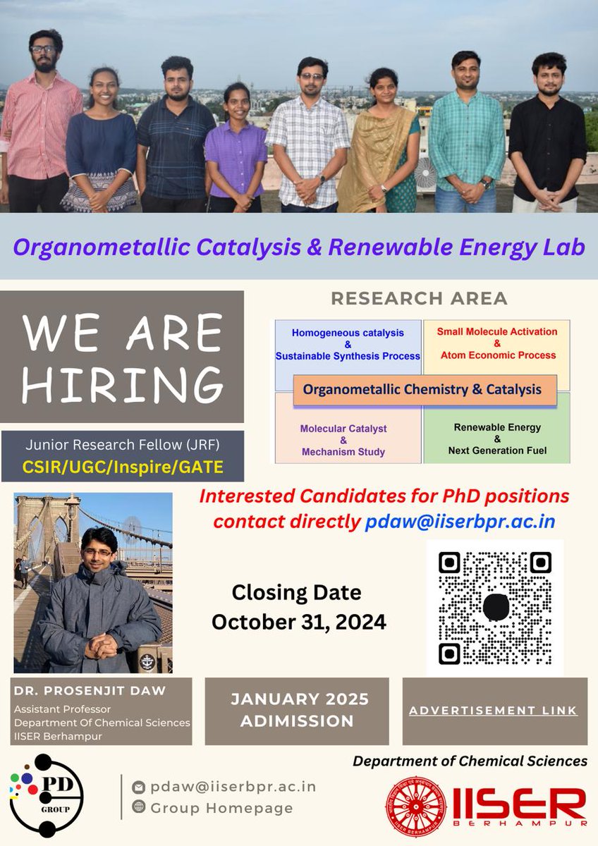 Interested candidate may directly contact and apply for the PhD position through the following link. 
new.iiserbpr.ac.in/home/activity_…