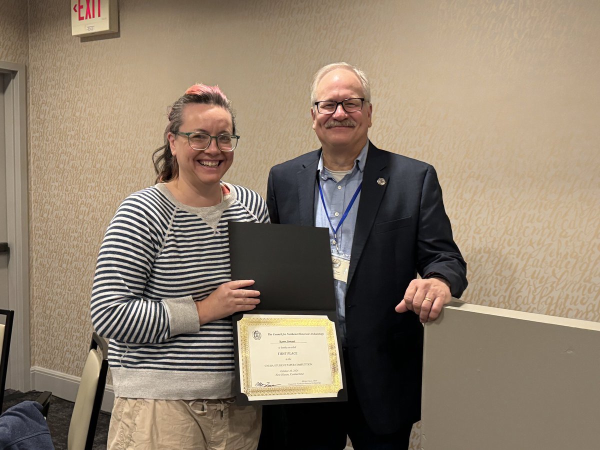 Congratulations Karen Stewart of Boston University, our Student Paper Competition winner! The judges were impressed with her paper “Small but Not Forgotten? Plant Remains from CRM Excavations of Historical Sites”. #cneha2024
