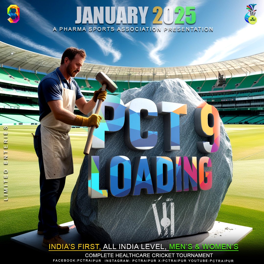 pctraipur's tweet photo. PCT9- Features LOADING UP..
Commencing from JANUARY 2025
India's 1st, All India Level, Men's &amp; Women's complete Healthcare CRICKET TOURNAMENT
Organized by Pharma sports Association, Raipur, CG
 #healthcarecricket #cricket #pharmacricket #cricketnews #allindiacricket #cricketmatch https://t.co/JMmTfsixhz