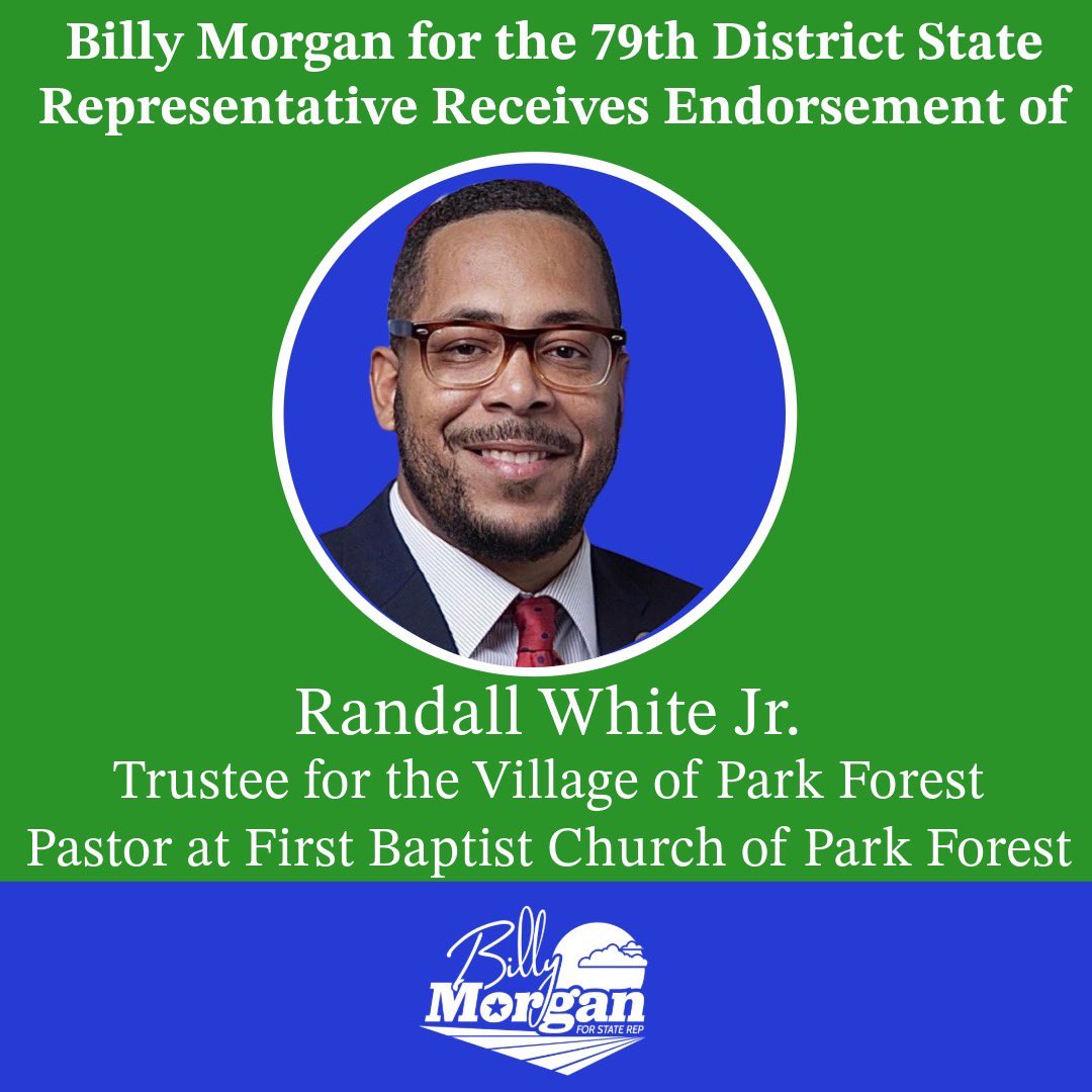 billymorgan4rep's tweet photo. Thank you Trustee for the Village of Park Forest and Pastor at First Baptist Church of Park Forest Randall White Jr. https://t.co/NjdgqTXtNd