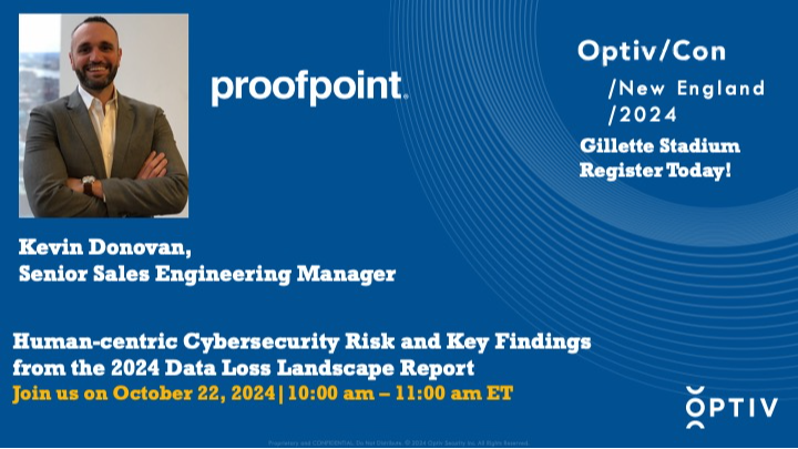 Proofpoint is headed to Gillette Stadium for Optivcon New England. 

cvent.me/OEmmXg

Stop by our booth at the event, and be sure to attend our breakout session to hear about the latest #HumanCentricSecurity risks and key findings from our 2024 Data Loss Landscape report.