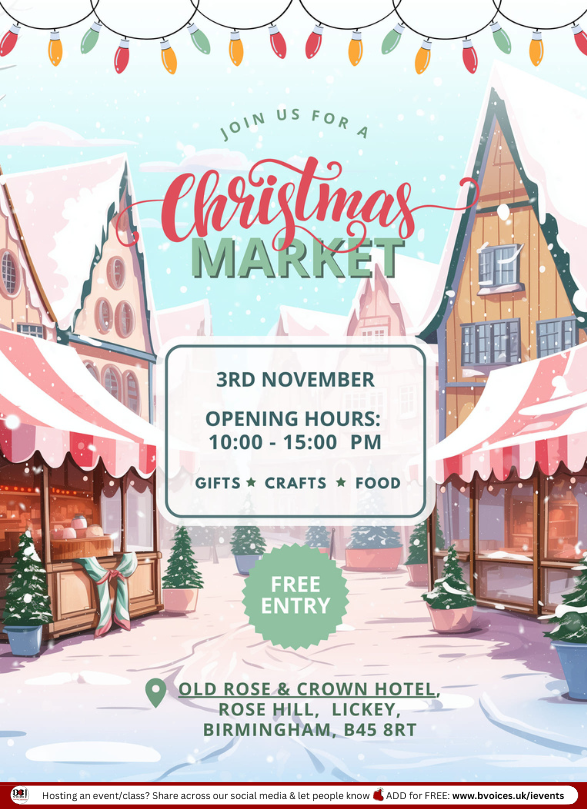 B31Voices's tweet photo. #SWBrumEVENTS β Lickeyβs Christmas Market π
INFO/: π https://t.co/NgOeE8QOr0
π
Sunday 3rd November
π 10am-3pm
π Old Rose & Crown Hotel - #Lickey
π€ All Welcome
π· Free Entry
βΉοΈ More than 20 stalls filled with distinctive products & handcrafted treasures
#Festive
#Christmas
#Festive2024
#B31VoicesSupportingLocal
#Birmingham
#Rednal
#BirminghamUK
#Worcestershire