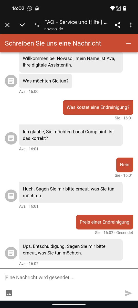 RaMtheMan's tweet photo. Warum mag ich keine Chat Bots @novasol? https://t.co/w8ciysjuXo