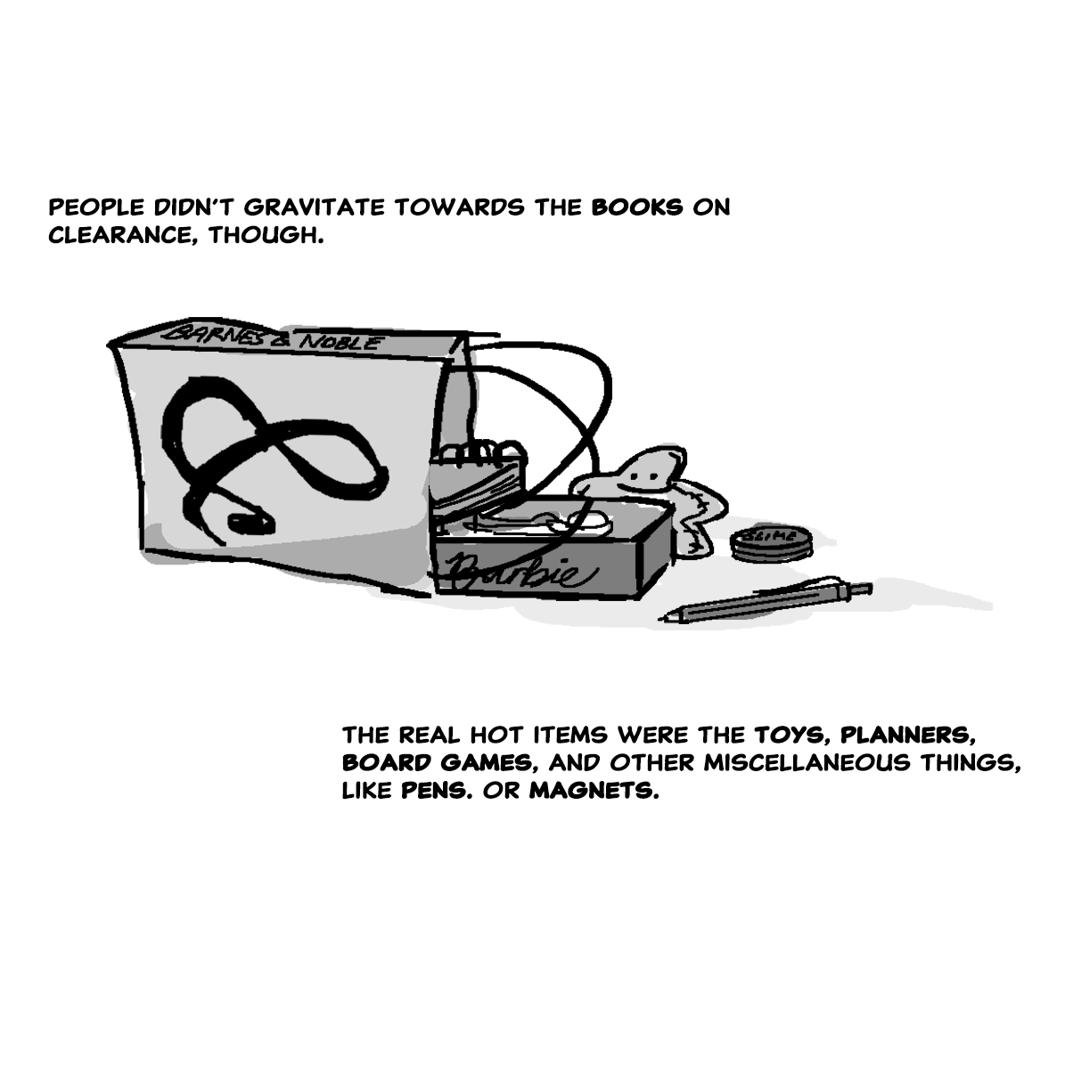 cartoonishly's tweet photo. A comic I made about a feeling I've had recently when I visited a closing sale at a Barnes &amp; Noble store.
(1/2)
✏️💭
#autobio #autobiocomic #comics #digitalart https://t.co/w3Fb6ka58q