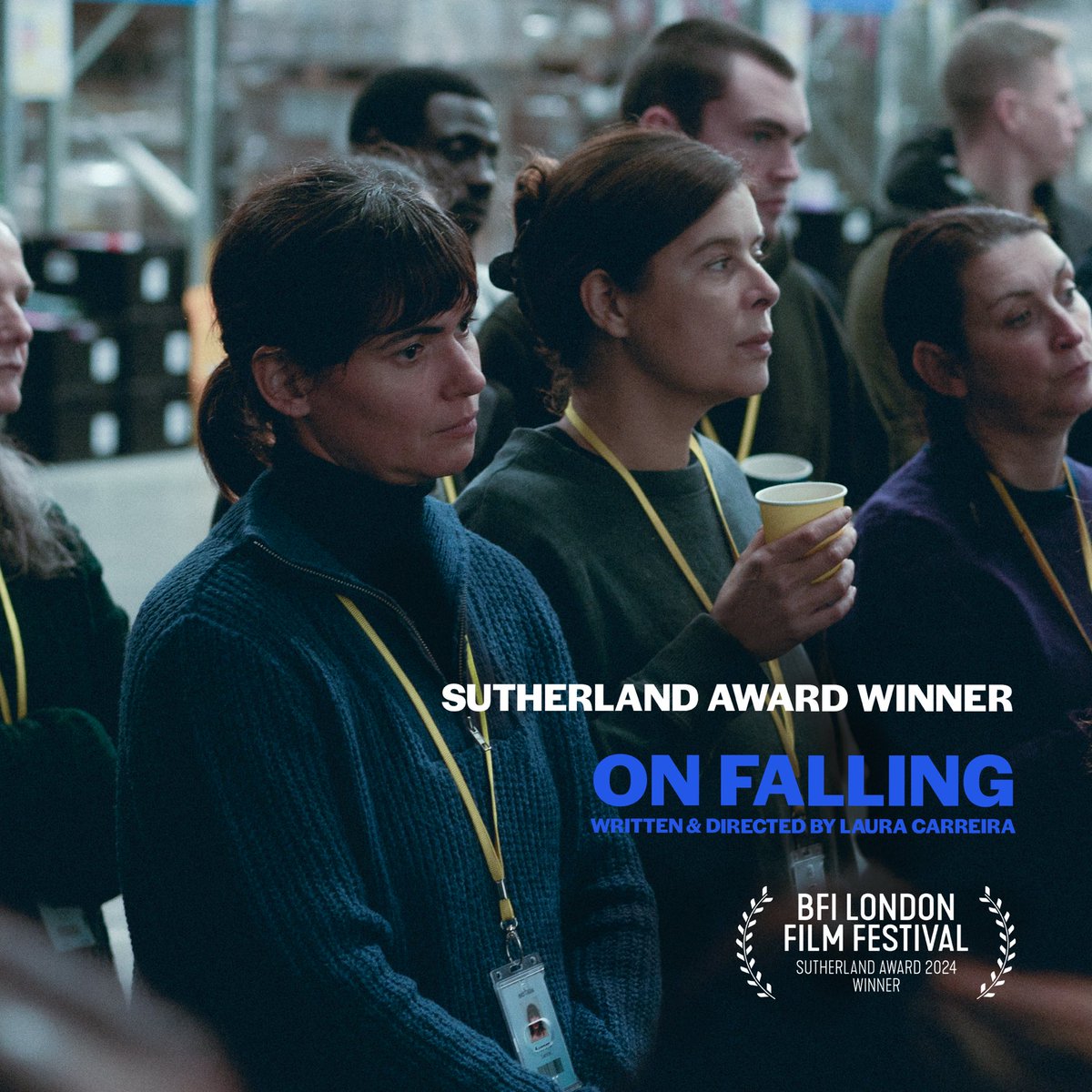 Can’t believe we have won the Sutherland Award for ‘On Falling’. We hope the film speaks to the relentless and dehumanising growth of neoliberalism while reminding us that human nature will keep resisting. We offer our film in solidarity. Thank you #LFF24