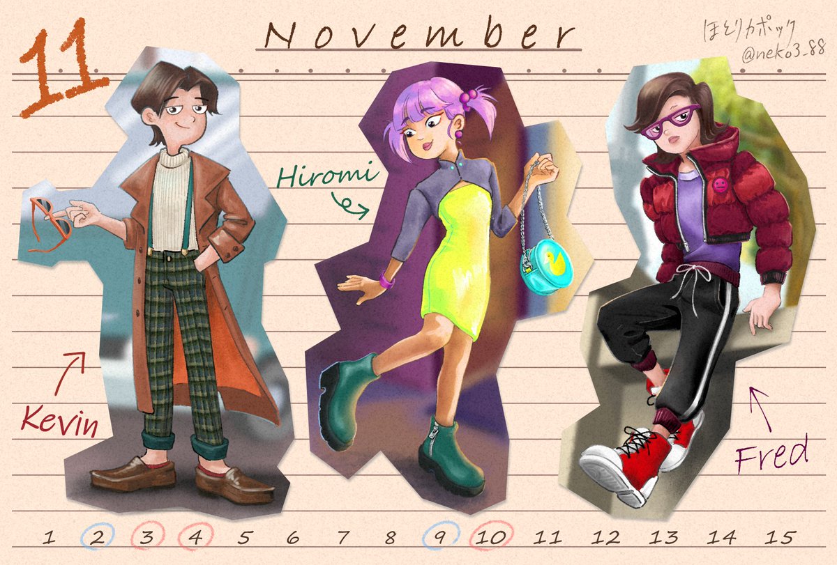 calendarpnf's tweet photo. 11月のカレンダー更新です👗
担当はほとりカポックさん（@neko3_88 ）です👓 https://t.co/5fcNebXXpk