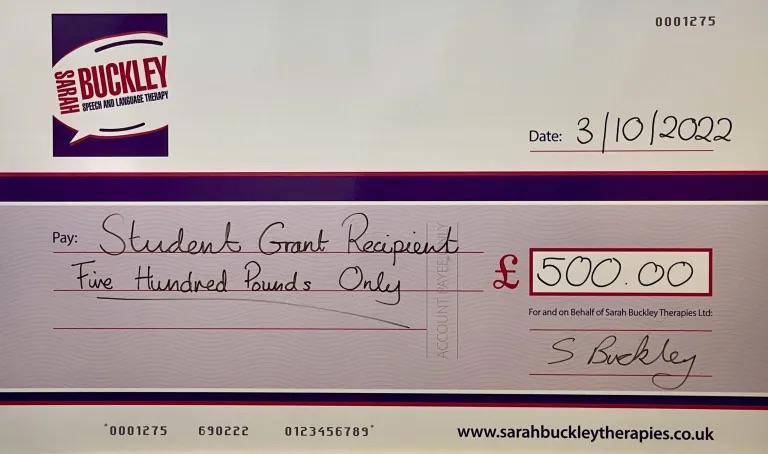 SBSpeechTherapy's tweet photo. The Sarah Buckley Student Grant Scheme is now accepting applications! This year, we will be awarding three grants of £500 each to student Speech and Language Therapists. https://t.co/eo1aw6vKji #slpeeps #studentgrants https://t.co/7GAwhmgAqz