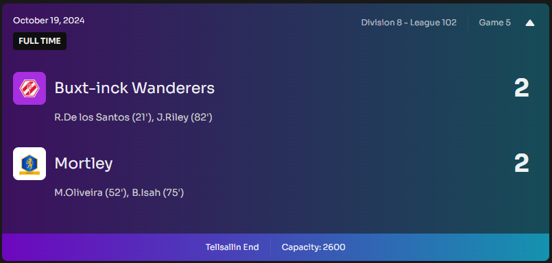 MortleyFC's tweet image. Match 5!
Tough game with the honours even
#MortleyFC #Footium