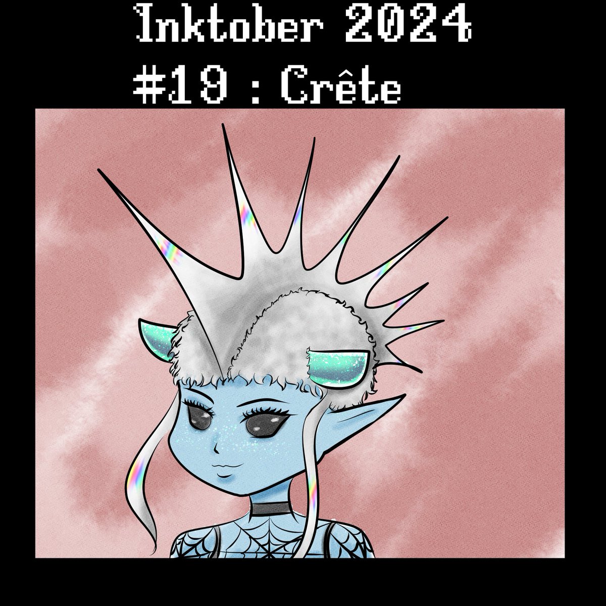 J19 : Crête !
Oni fixation béton !! 
#inktober2024 #inktoberday19 #inktober #vtuber #vtuberfr