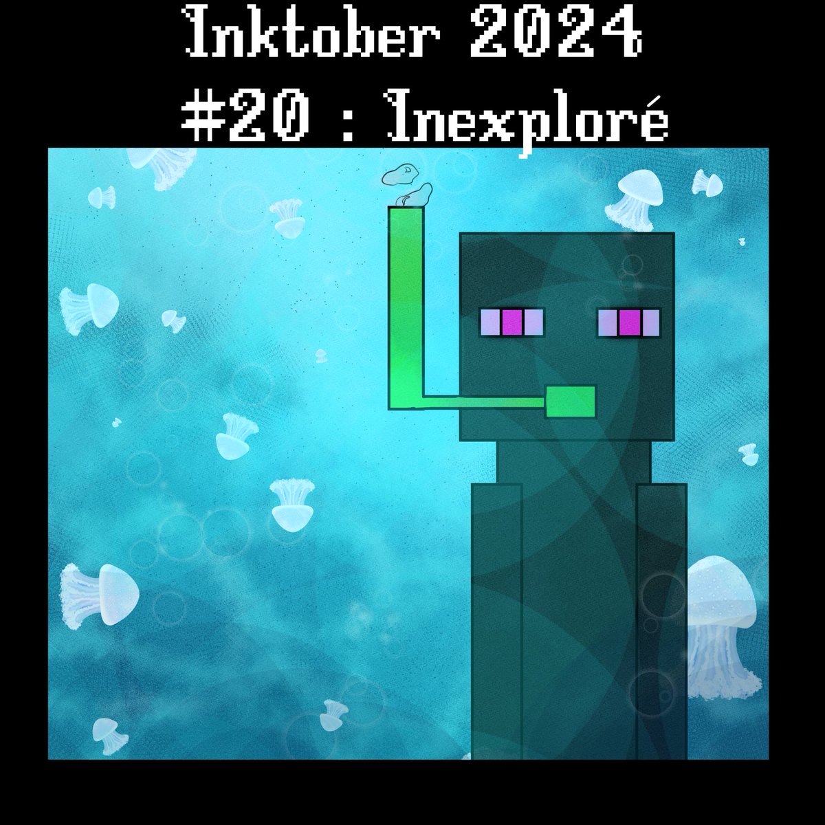 J20 : Inexploré ! 
Un Enderman qui explore les fond marins ! DU JAMAIS VU !
#Minecraft #inktober2024 #inktober2024uncharted  #inktober #vtuber #vtuberfr