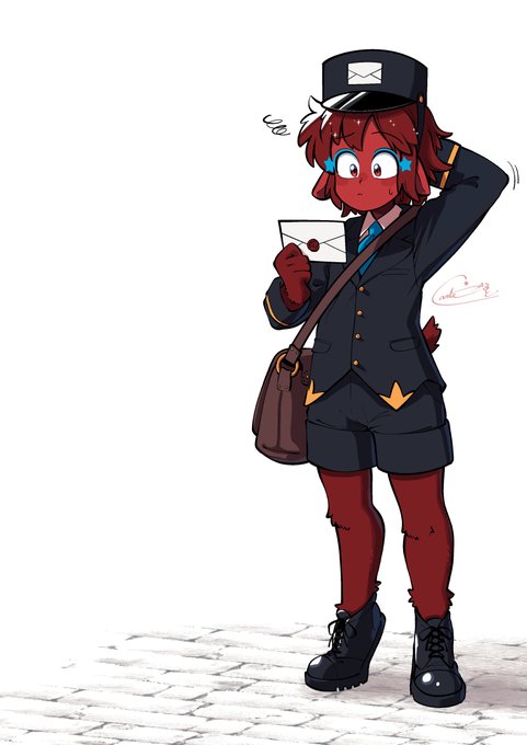 郵便配達人のポルテくん😃
#オリジナルキャラクター 