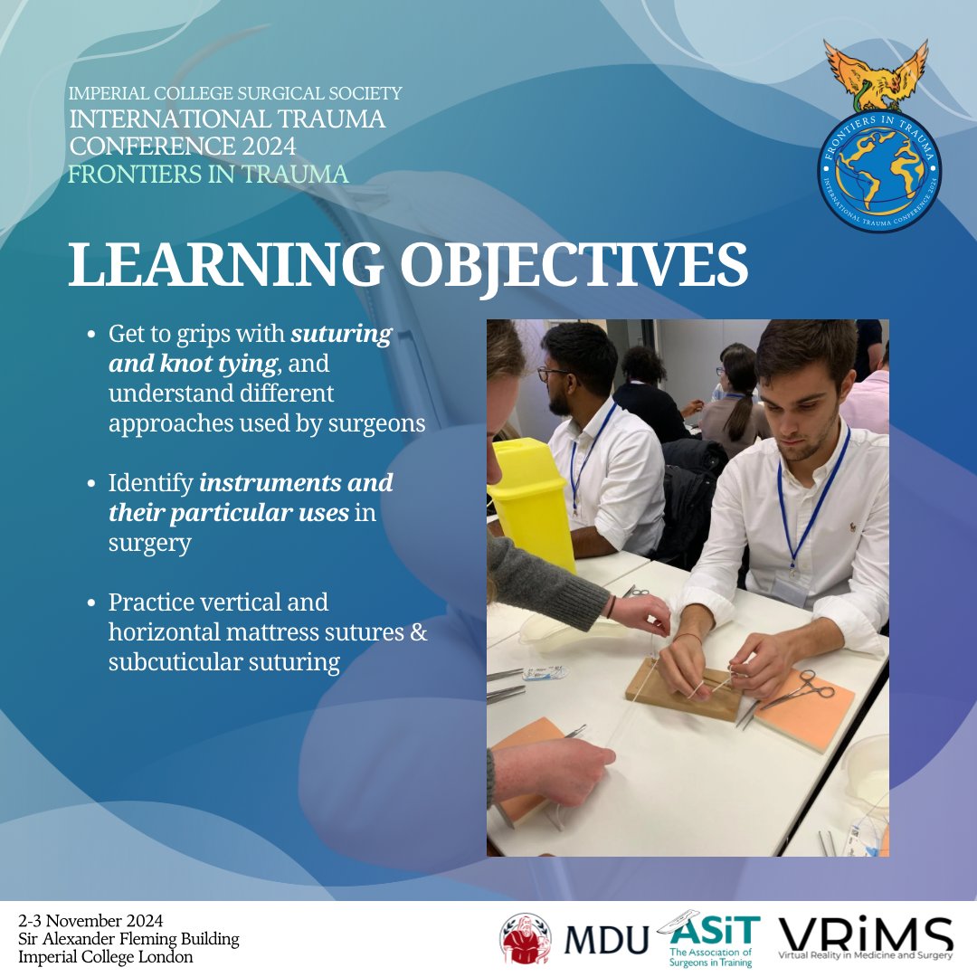 IcsmTrauma's tweet photo. 🚨 Core Trauma Surgical Skills Workshop Reveal 🚨

🎫 BOOK YOUR TICKET TODAY - Europe’s Biggest Student Led Surgical Conference - https://t.co/uv3KZR0ASK 🎫

Don’t miss this hands-on opportunity to develop your core trauma surgical skills at #trauma24! https://t.co/0diT8OG3uk