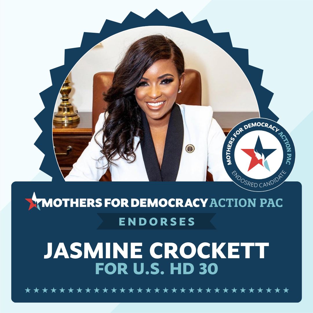 We're so proud to endorse Jasmine Crockett for U.S. Congress, TX 30! Let's keep this seat and keep fighting the good fight 💪 🇺🇸