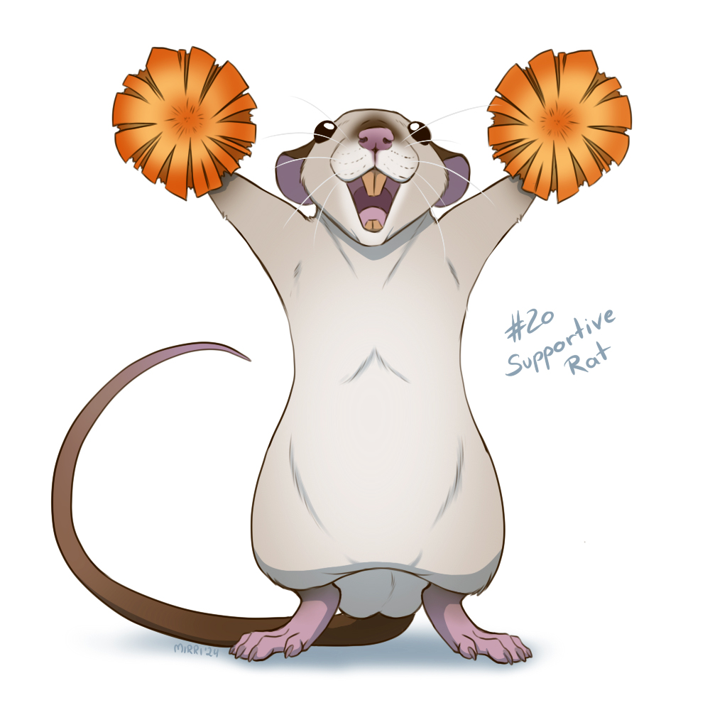 Didn't know what to draw today, so I chose to do a little sketch of today's #rattober prompt =3
Have a supportive rat if you need one! 🐀