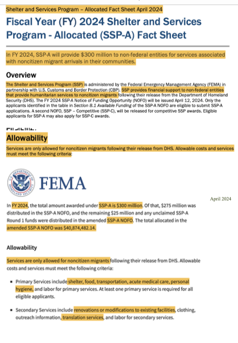 4familyfreedom4's tweet photo. FEMA FISCAL REPORTS 1,013,8000 BILLION
FEMA PAID FOR ILLEGAL IMMIGRANT
2024-650 MILLION
2023-363.8 MILLION

FEMA DOES NOT HAVE MONEY FOR HURRICANE RELIEF FOR AMERICAN CITIZEN’S. FEMA FUNDS ILLEGAL IMMIGRANT AND OUR GOVERNMENT PUTS THEM ON SOCIAL SECURITY AND MEDICARE
FAR LEFT EXTREMISTS SUPPORT ILLEGAL IMMIGRANTS WITH AMERICAN’S TAX DOLLARS. HERE ARE SOME OF FEMA’S FISCAL REPORTS. ILLEGAL IMMIGRANTS ARE ON OUR SOCIAL SECURITY AND MEDICARE.
YOU AND FAR LEFT EXTREMISTS
FALSELY ACCUSE PRESIDENT TRUMP OF DESTROYING SOCIAL SECURITY AND MEDICARE WHEN YOU ARE DESTROYING IT. AMERICAN CITIZENS DON’T QUALIFY FOR SOCIAL SECURITY OR DON’T RECEIVE ENOUGH THEY ARE 54.3% LIVE IN BELOW POVERTY LINEThe fact that FRA has moved later means that anyone who is claiming benefits going forward WILL NEED TO WAIT A LITTLE LONGER TO GET THEIR FULL MONTHLY PAYMENT. FUTURE RETIREES must know that so they can be PREPARED TO WORK FOR SOME EXTRA TIME or to accept a reduced retirement benefit.
BUT FOR ILLEGAL IMMIGRANTS LET’S JUST TAKE A LOOK
The Congressional Budget Office said on Tuesday that the U.S. NATIONAL DEBT is poised to top $56 TRILLION BY 2034, AS RISING SPENDING AND INTEREST EXPENSES OUTPACE TAX REVENUES. The mounting costs of SOCIAL SECURITY AND MEDICARE CONTINUE TO WEIGH ON THE NATION’S FINANCES, ALONG WITH RISING INTEREST RATES, WHICH HAVE MADE IT MORE COSTLY FOR THE FEDERAL GOVERNMENT TO BORROW HUGE SUMS
HURRICANE BERYL VICTIMS ARE STILL WAITING FOR THEIR $750 RELIEF FUNDS
$150.7 BILLION, SHARED BETWEEN FEDERAL AND STATE GOVERNMENTS,
FY 2024 $259.13 MILLION IN SSP grants that DHS 2024 Total funding available for fiscal year 2024: $650 million SSP-A:
Round 1: $275 million* ▪
Round 2: $40.87 million ▪ Total: $300 million
For Fiscal Year (FY) 2024, the U.S. Department of Homeland Security will provide $640.9 million of available funds to enable NON-FEDERAL ENTITIES TO OFF-SET ALLOWABLE COSTS INCURRED FOR SERVICES ASSOCIATED WITH NONCITIZEN MIGRANT ARRIVALS IN THEIR COMMUNITIES.
The funding will be distributed through two opportunities, $340.9 million through SSP – Competitive (SSP-C).
AN EMPLOYMENT AUTHORIZATION DOCUMENT (EAD), ALSO KNOWN AS A WORK PERMIT, PROVIDES MANY BENEFITS, INCLUDING:
LEGAL EMPLOYMENT: AN EAD ALLOWS YOU TO WORK LEGALLY IN THE UNITED STATES WHILE YOU'RE WAITING FOR YOUR GREEN CARD.
SOCIAL SECURITY NUMBER: YOU CAN GET A SOCIAL SECURITY NUMBER (SSN) WITH AN EAD.
DRIVER'S LICENSE: YOU CAN APPLY FOR A DRIVER'S LICENSE WITH AN EAD.
An EAD ENABLES you to OBTAIN A SOCIAL SECURITY NUMBER, a crucial step for employment, banking, and ACCESSING CERTAIN GOVERNMENT SERVICES in the U.S. If you've requested work authorization, you'll automatically receive your SSN from the Social Security Administration shortly after your EAD approval, facilitating a ..
HOW CAN I GET AN SSN AND CARD?
If you are an IMMIGRANT, YOU CAN APPLY TWO WAYS:
YOU CAN APPLY IN YOUR HOME COUNTRY BEFORE COMING TO THE UNITED STATES when filing an application for an immigrant visa with the U.S. Department of State. In most cases,
if you APPLY FOR AN SSN AND CARD WITH YOUR IMMIGRANT VISA APPLICATION, you don’t have to visit a Social Security office in the United States. (For more information, see https://t.co/9Y39SexNMU).
To get Medicaid and CHIP coverage, MANY QUALIFIED NON-CITIZENS. There are exceptions. For example, REFUGEES, ASYLUMS, OR LPRS WHO USED TO BE REFUGEES OR ASYLUMS DON’T HAVE TO WAIT 5 YEARS.
The TERM “QUALIFIED NON-CITIZEN” includes:
Lawful Permanent Residents (LPR/Green Card Holder)
ASYLEES
REFUGEES
CUBAN/HAITIAN ENTRANTS
PAROLED INTO THE U.S. FOR AT LEAST ONE YEAR