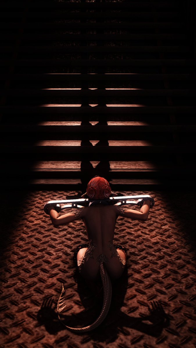 TaimiMiri's tweet photo. Kinktober Challenge Day 20 - Basement/Metal.

(Mostly an excuse for me to play with lighting and shadows) https://t.co/r00lLEP2CN