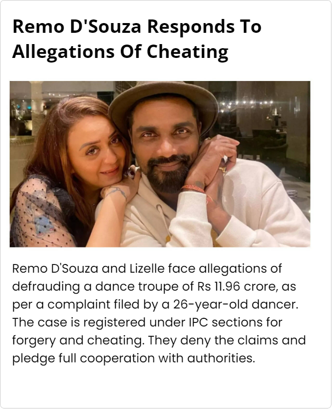 nmbuzzofficial's tweet image. Latest Updates 
#RemoDSouza #CheatingAllegations #DanceTroupe #ForgeryCase #LegalIssues