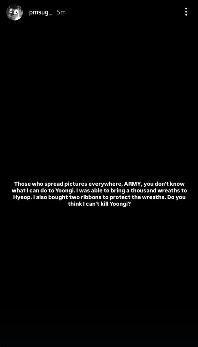 mygrchive's tweet photo. ⚠️ IMPORTANT ⚠️

she is openly threatening yoongi. report this to bighit via portal. she is mental and she needs to be taken care of. bighit SHOULD take legal actions. also block and report her account. 

🔗 https://t.co/5iTV9UiRz1 

report portal: https://t.co/5tTCrF6Izi https://t.co/D1PdcHVZvS