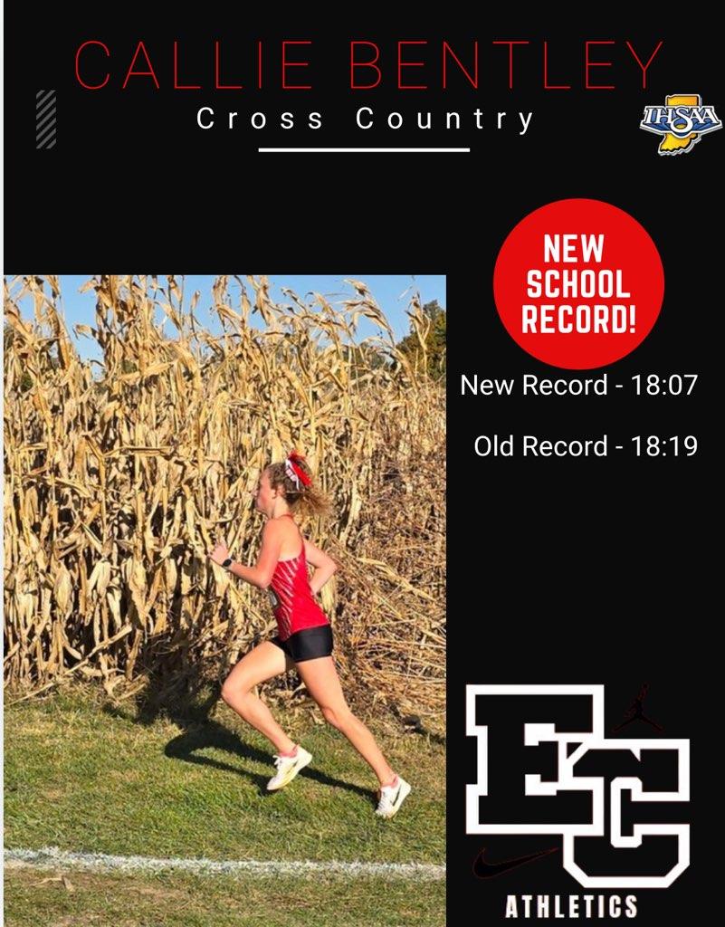 ecxcountry's tweet photo. Congratulations to Callie Bentley for setting a NEW SCHOOL RECORD yesterday running 18:07 at the Rushville sectional!!! Great job! https://t.co/i6aR9iZaWq