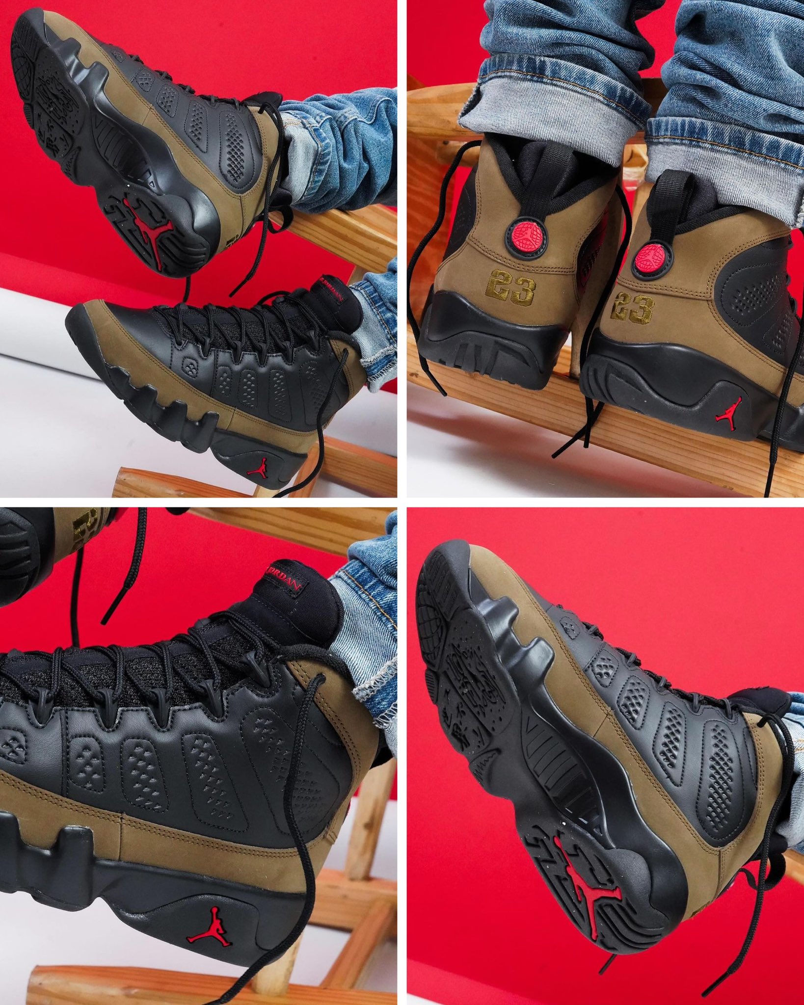 zSneakerHeadz on X 2024 Olive Air Jordan 9 OG on feet Dropping on November 16th for 210. https t 3G1kZxO7mc X