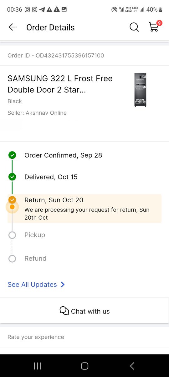 SuperstarArora's tweet photo. Flipkart make fraud with me. I order 322 ltr freeze from their app on 28th sep. After 17th day delay order I got this one 215 ltr on 15th oct. Now they are refusing to replacement/return back. #ScamAlert #fraud #flipkartscam @flipkartsupport @Flipkart @SamsungIndia @Samsung #help https://t.co/8JXWXdiFeS