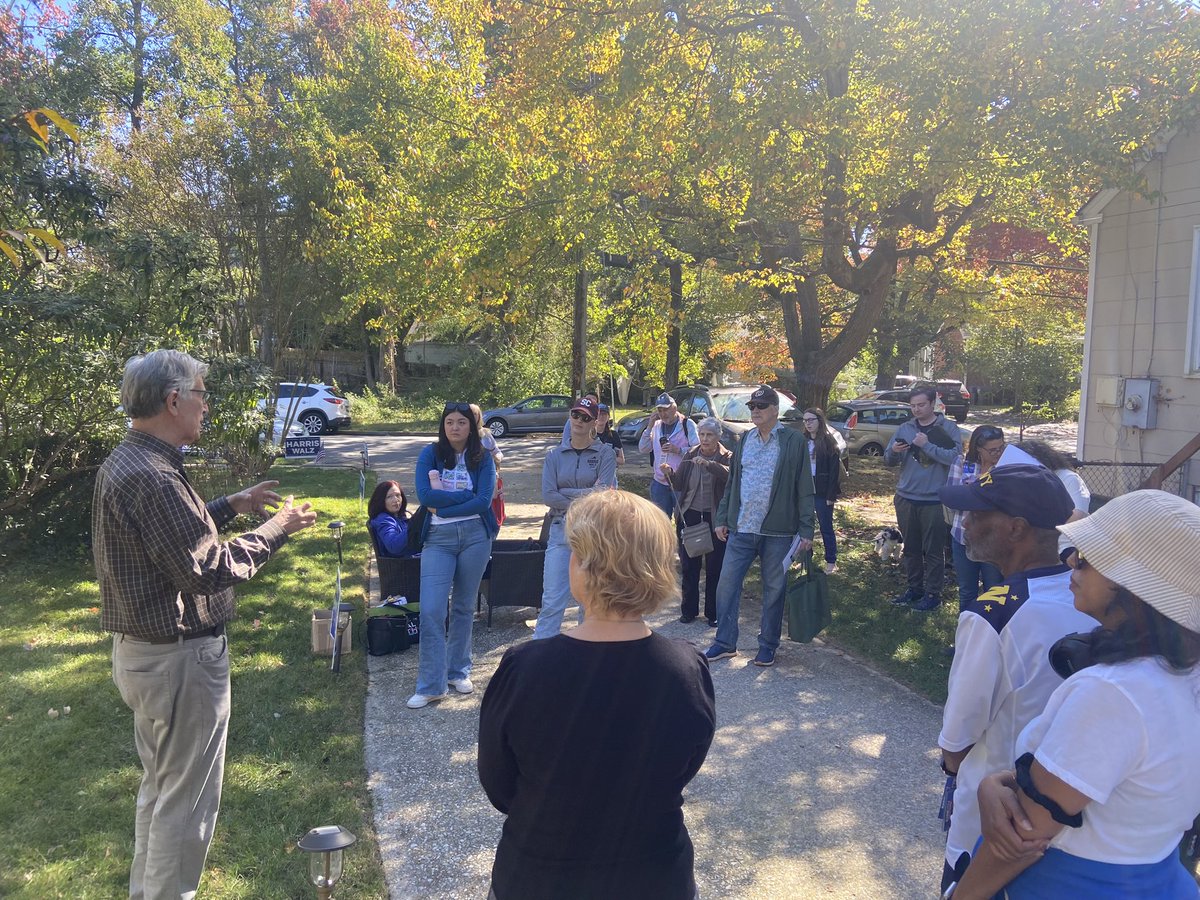 Fritschner's tweet photo. Out here with @DonBeyerVA, his daughter Grace, his dog Otto, the @FallsChurchDems and Team @KamalaForVA launching canvasses from Falls Church. A beautiful day to do some democracy! https://t.co/G2CjzttFo6