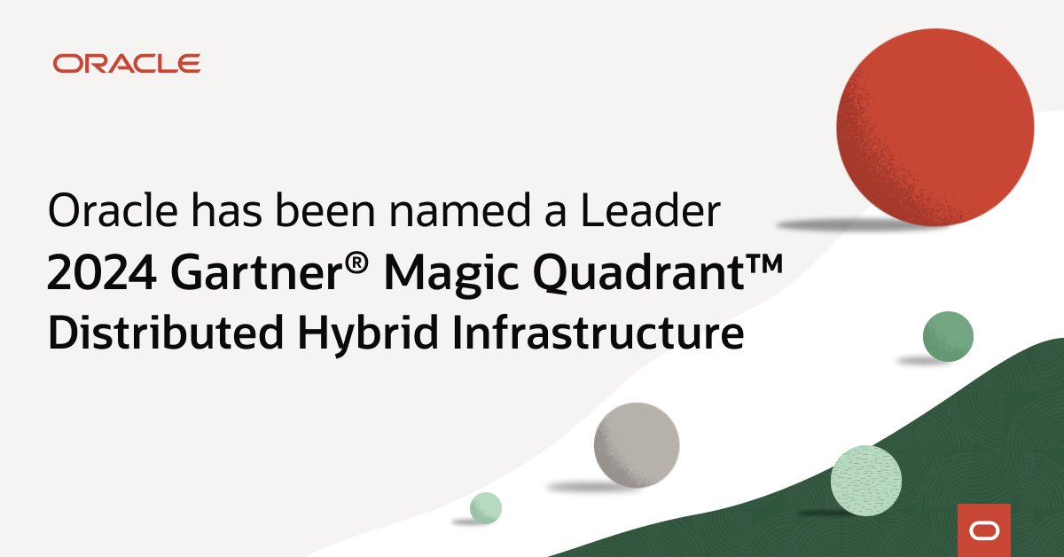 honglinsu's tweet photo. @Oracle is recognized as a Leader for a second year in the 2024 @Gartner_inc Magic Quadrant for Distributed Hybrid Infrastructure. @OracleLinux Linux is the common software stack behind the entire Oracle distributed cloud portfolio. Learn more: https://t.co/nhWqme9My1 https://t.co/ncKCjQmIIA