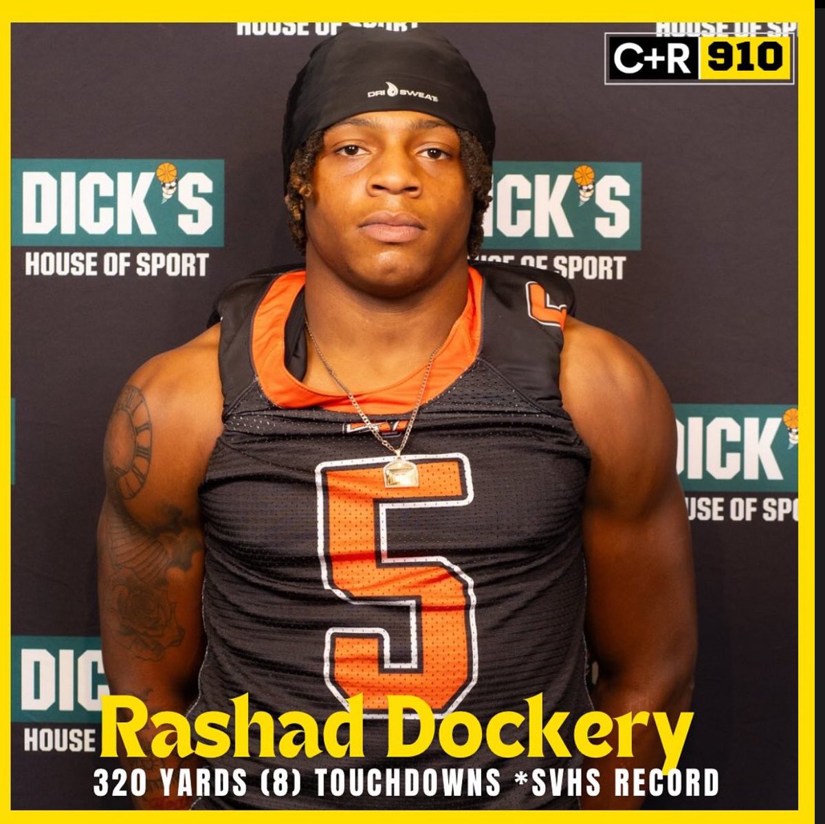 Rashad5kk's tweet photo. Great game Friday night ! Shout out to my O-line! I ran myself into the NC State Record Books! With 8 Td’s vs GCHS, I’m now tied for #1 in touchdowns in a game! Blessed to have made NCHSAA history!! @CoachBrad910 @RecruitFayNC @NCHSAA @SouthViewFB 
https://t.co/3gbSQbWWT2 https://t.co/bLQNIwhvbS