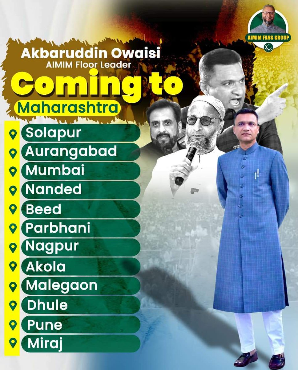 ArfaBahresh's tweet photo. @aimim_national Floor Leader @akbarowaisii Sahab ka Maharashtra me toofani daur hone wala hai bohat jald. Be Ready Maharashtra 😎

#Aimim #Akbaruddinowaisi #akbarowaisi #OwaisiInMaharashtra #MaharashtraElections #Voteforkite #Mim #Maharashtra https://t.co/jQELpp2QOI