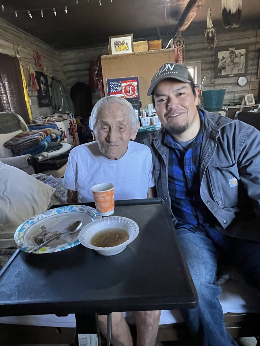 Loren_Anthony_'s tweet photo. Yesterday morning a man you impacted my life forever has journeyed on. He was Cheii at first then over the years, we acknowledged each other as father/son. John Kinsel is a war chief who was a hero among many. His passing brought the first snow as he returned home. Love you dad. https://t.co/JbQIQLC6S7