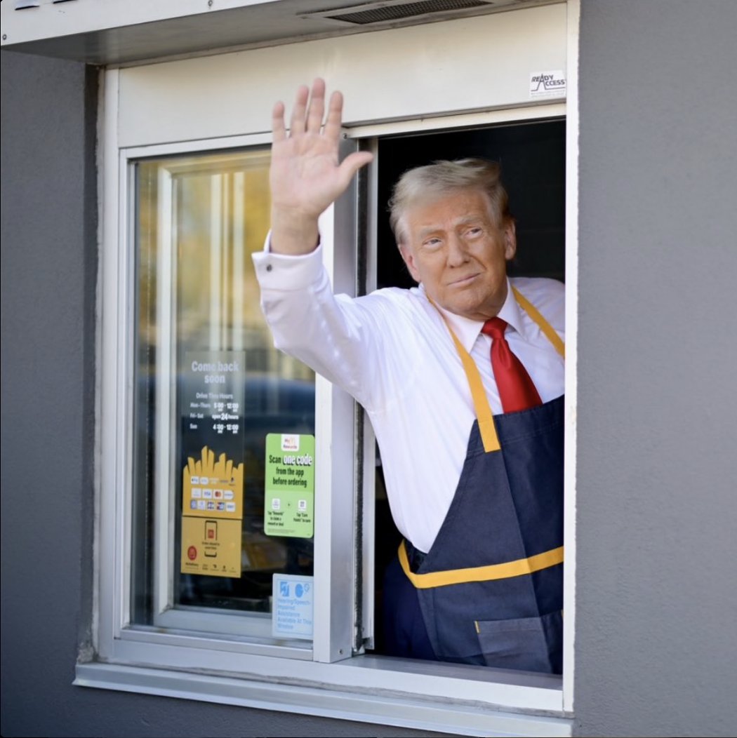 Fly_1420's tweet photo. @realDonaldTrump just worked at mcdonalds a few minutes ago: buy McTRUMP duh!!

$MCTRUMP
#MCTRUMP

https://t.co/JubbKx0VI3

https://t.co/3M9OTTUQIa https://t.co/BiVDeETWfx