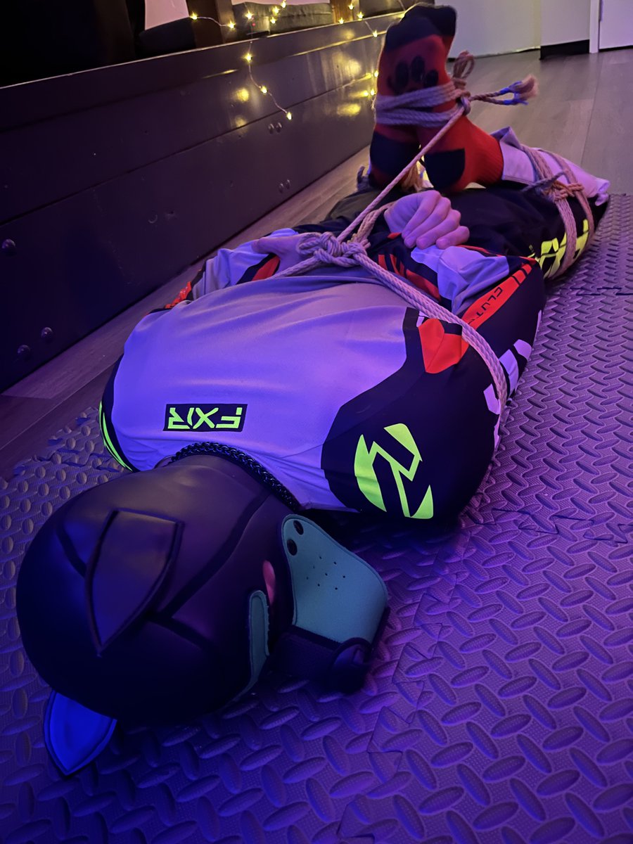 Broke in <a href="/Pup_Thiko/">Thiko</a>'s new gear with a hogtie :3